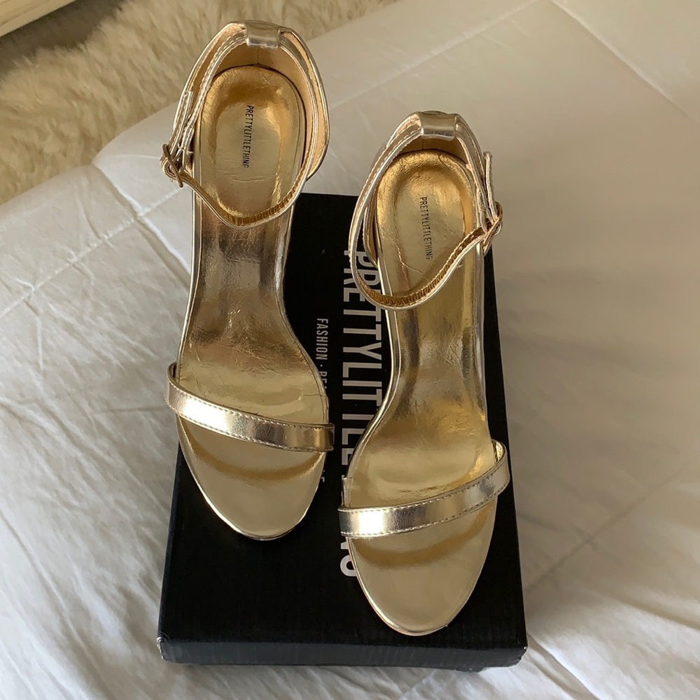 PrettyLittleThing Gold Metallic Heels